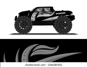 Car decal wrap design template vector illustration. Background abstract stripe racing sport graphic designs kit for race car, rally, vehicle, livery and adventure