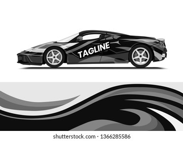 Car decal wrap design template vector illustration. Background abstract stripe racing sport graphic designs kit for race car, rally, vehicle, livery and adventure