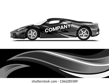 Car decal wrap design template vector illustration. Background abstract stripe racing sport graphic designs kit for race car, rally, vehicle, livery and adventure