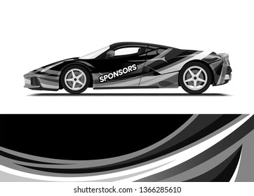 Car decal wrap design template vector illustration. Background abstract stripe racing sport graphic designs kit for race car, rally, vehicle, livery and adventure