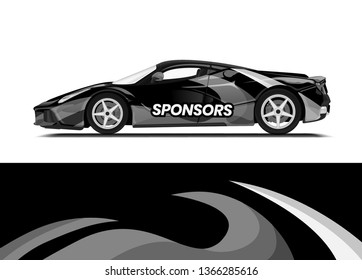 Car decal wrap design template vector illustration. Background abstract stripe racing sport graphic designs kit for race car, rally, vehicle, livery and adventure