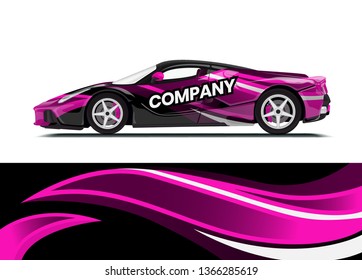 Car decal wrap design template vector illustration. Background abstract stripe racing sport graphic designs kit for race car, rally, vehicle, livery and adventure