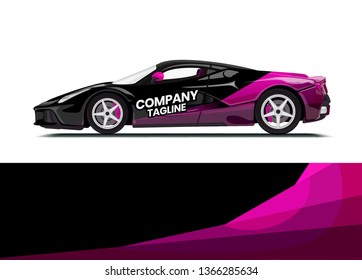 Car decal wrap design template vector illustration. Background abstract stripe racing sport graphic designs kit for race car, rally, vehicle, livery and adventure