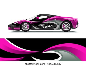 Car decal wrap design template vector illustration. Background abstract stripe racing sport graphic designs kit for race car, rally, vehicle, livery and adventure