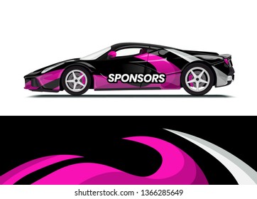 Car decal wrap design template vector illustration. Background abstract stripe racing sport graphic designs kit for race car, rally, vehicle, livery and adventure
