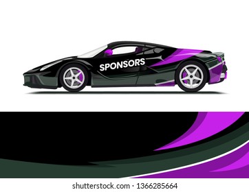 Car decal wrap design template vector illustration. Background abstract stripe racing sport graphic designs kit for race car, rally, vehicle, livery and adventure