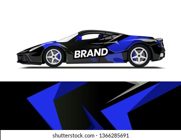 Car decal wrap design template vector illustration. Background abstract stripe racing sport graphic designs kit for race car, rally, vehicle, livery and adventure