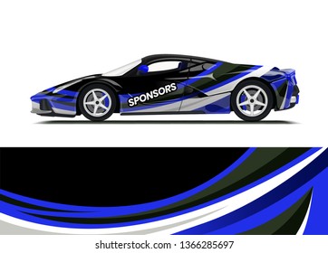 Car decal wrap design template vector illustration. Background abstract stripe racing sport graphic designs kit for race car, rally, vehicle, livery and adventure