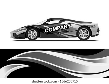 Car decal wrap design template vector illustration. Background abstract stripe racing sport graphic designs kit for race car, rally, vehicle, livery and adventure