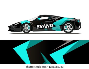 Car decal wrap design template vector illustration. Background abstract stripe racing sport graphic designs kit for race car, rally, vehicle, livery and adventure