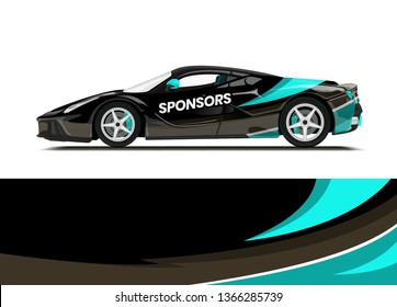 Car decal wrap design template vector illustration. Background abstract stripe racing sport graphic designs kit for race car, rally, vehicle, livery and adventure