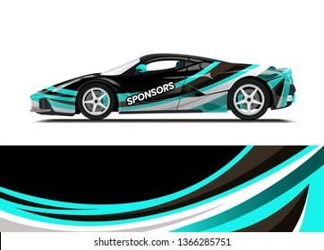 Car decal wrap design template vector illustration. Background abstract stripe racing sport graphic designs kit for race car, rally, vehicle, livery and adventure