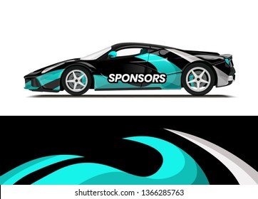Car decal wrap design template vector illustration. Background abstract stripe racing sport graphic designs kit for race car, rally, vehicle, livery and adventure