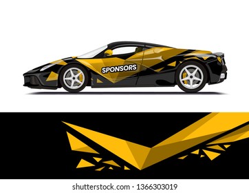 Car decal wrap design template vector illustration. Background abstract stripe racing sport graphic designs kit for race car, rally, vehicle, livery and adventure