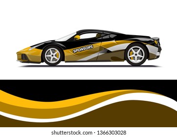 Car decal wrap design template vector illustration. Background abstract stripe racing sport graphic designs kit for race car, rally, vehicle, livery and adventure