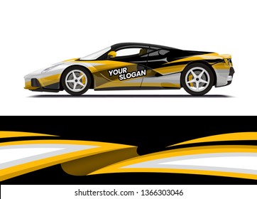 Car decal wrap design template vector illustration. Background abstract stripe racing sport graphic designs kit for race car, rally, vehicle, livery and adventure