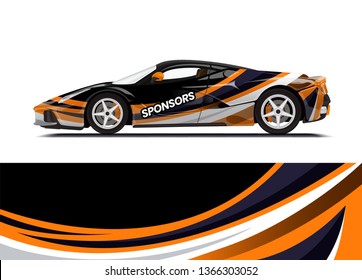 Car decal wrap design template vector illustration. Background abstract stripe racing sport graphic designs kit for race car, rally, vehicle, livery and adventure