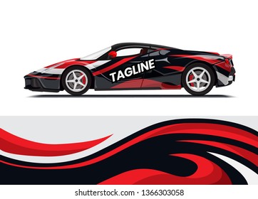 Car decal wrap design template vector illustration. Background abstract stripe racing sport graphic designs kit for race car, rally, vehicle, livery and adventure