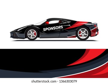 Car decal wrap design template vector illustration. Background abstract stripe racing sport graphic designs kit for race car, rally, vehicle, livery and adventure