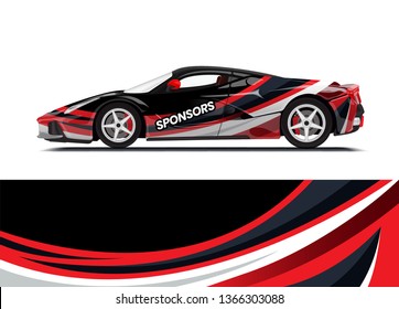 Car decal wrap design template vector illustration. Background abstract stripe racing sport graphic designs kit for race car, rally, vehicle, livery and adventure