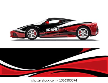 Car decal wrap design template vector illustration. Background abstract stripe racing sport graphic designs kit for race car, rally, vehicle, livery and adventure