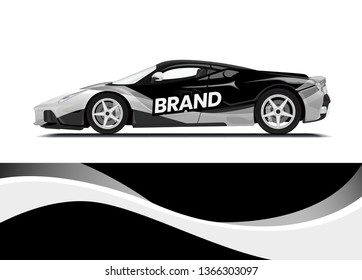 Car decal wrap design template vector illustration. Background abstract stripe racing sport graphic designs kit for race car, rally, vehicle, livery and adventure