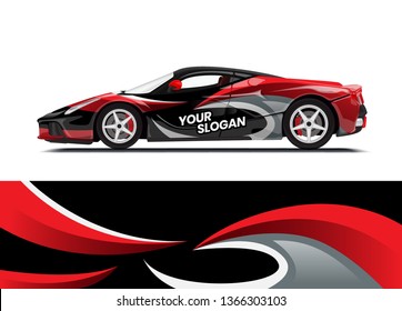 Car decal wrap design template vector illustration. Background abstract stripe racing sport graphic designs kit for race car, rally, vehicle, livery and adventure