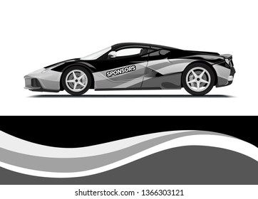 Car decal wrap design template vector illustration. Background abstract stripe racing sport graphic designs kit for race car, rally, vehicle, livery and adventure