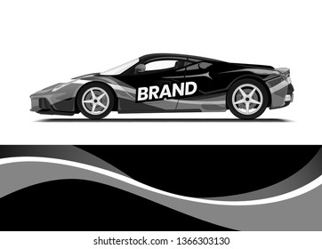 Car decal wrap design template vector illustration. Background abstract stripe racing sport graphic designs kit for race car, rally, vehicle, livery and adventure