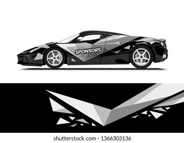 Car decal wrap design template vector illustration. Background abstract stripe racing sport graphic designs kit for race car, rally, vehicle, livery and adventure