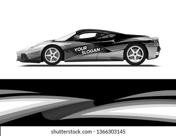 Car decal wrap design template vector illustration. Background abstract stripe racing sport graphic designs kit for race car, rally, vehicle, livery and adventure