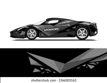 Car decal wrap design template vector illustration. Background abstract stripe racing sport graphic designs kit for race car, rally, vehicle, livery and adventure