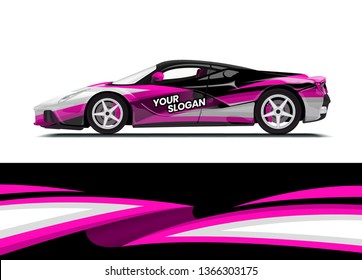 Car decal wrap design template vector illustration. Background abstract stripe racing sport graphic designs kit for race car, rally, vehicle, livery and adventure