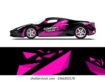 Car decal wrap design template vector illustration. Background abstract stripe racing sport graphic designs kit for race car, rally, vehicle, livery and adventure