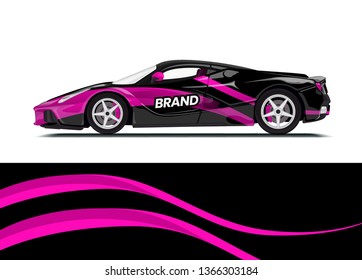 Car decal wrap design template vector illustration. Background abstract stripe racing sport graphic designs kit for race car, rally, vehicle, livery and adventure