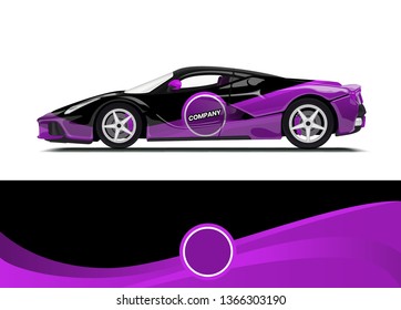 Car decal wrap design template vector illustration. Background abstract stripe racing sport graphic designs kit for race car, rally, vehicle, livery and adventure