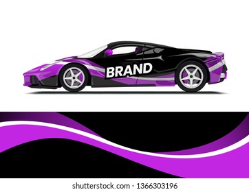 Car decal wrap design template vector illustration. Background abstract stripe racing sport graphic designs kit for race car, rally, vehicle, livery and adventure