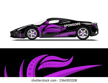 Car decal wrap design template vector illustration. Background abstract stripe racing sport graphic designs kit for race car, rally, vehicle, livery and adventure