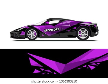 Car decal wrap design template vector illustration. Background abstract stripe racing sport graphic designs kit for race car, rally, vehicle, livery and adventure