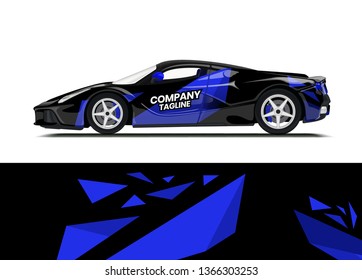 Car decal wrap design template vector illustration. Background abstract stripe racing sport graphic designs kit for race car, rally, vehicle, livery and adventure