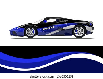 Car decal wrap design template vector illustration. Background abstract stripe racing sport graphic designs kit for race car, rally, vehicle, livery and adventure