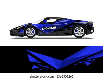 Car decal wrap design template vector illustration. Background abstract stripe racing sport graphic designs kit for race car, rally, vehicle, livery and adventure