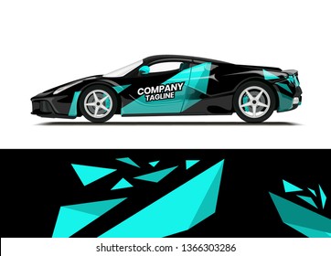 Car decal wrap design template vector illustration. Background abstract stripe racing sport graphic designs kit for race car, rally, vehicle, livery and adventure