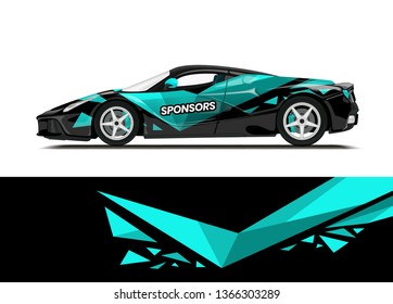 Car decal wrap design template vector illustration. Background abstract stripe racing sport graphic designs kit for race car, rally, vehicle, livery and adventure