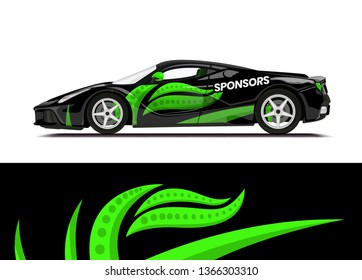 Car decal wrap design template vector illustration. Background abstract stripe racing sport graphic designs kit for race car, rally, vehicle, livery and adventure