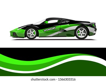 Car decal wrap design template vector illustration. Background abstract stripe racing sport graphic designs kit for race car, rally, vehicle, livery and adventure