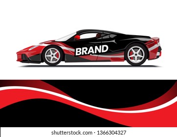 Car decal wrap design template vector illustration. Background abstract stripe racing sport graphic designs kit for race car, rally, vehicle, livery and adventure