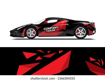 Car decal wrap design template vector illustration. Background abstract stripe racing sport graphic designs kit for race car, rally, vehicle, livery and adventure