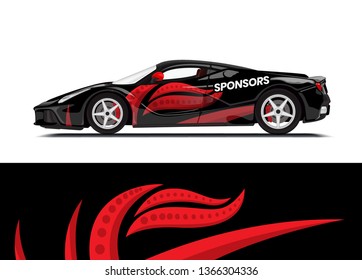 Car decal wrap design template vector illustration. Background abstract stripe racing sport graphic designs kit for race car, rally, vehicle, livery and adventure