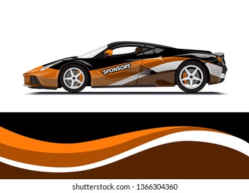 Car decal wrap design template vector illustration. Background abstract stripe racing sport graphic designs kit for race car, rally, vehicle, livery and adventure